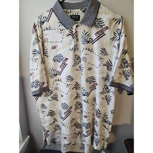 Arrow Tournament Vintage Polo Shirt L Made in India Tropical Postal Print Cotton